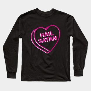 Hail Satan Cute Heart Valentine Conversation Heart Candy Femme Long Sleeve T-Shirt